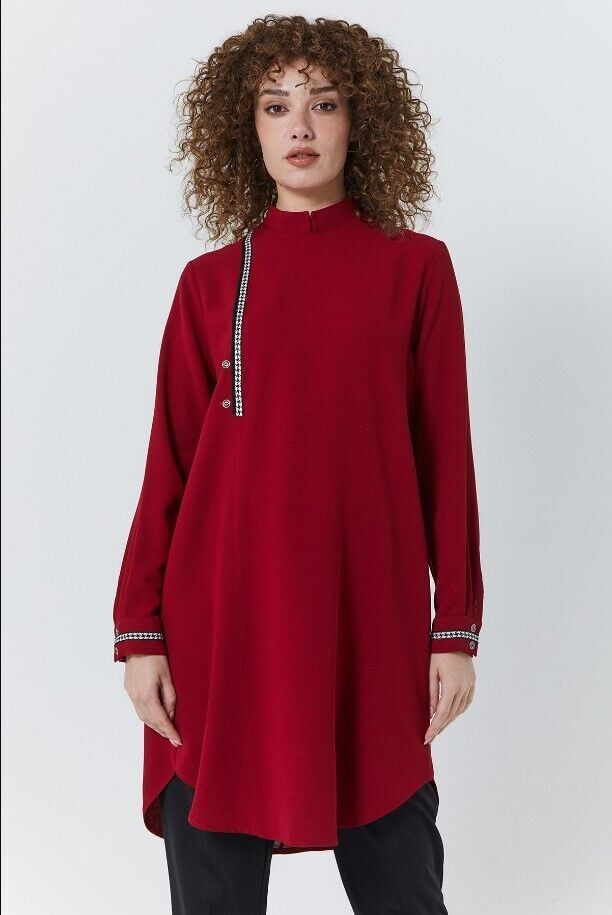 61109 KAZAYAĞI ŞERİTLİ HAKİM YAKA TUNİK QKS 61109 TUNİK #22-10#