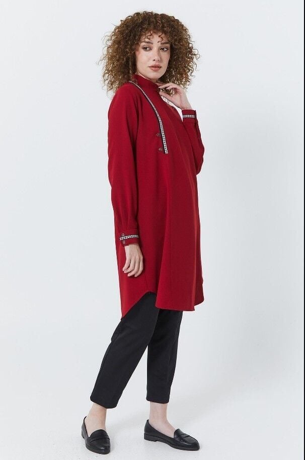 61109 KAZAYAĞI ŞERİTLİ HAKİM YAKA TUNİK QKS 61109 TUNİK #22-10#