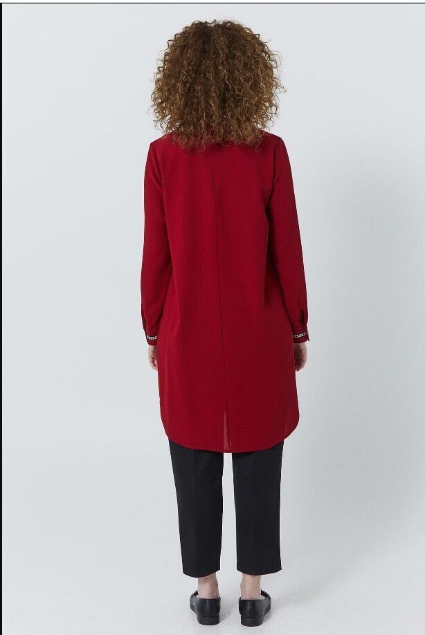 61109 KAZAYAĞI ŞERİTLİ HAKİM YAKA TUNİK QKS 61109 TUNİK #22-10#