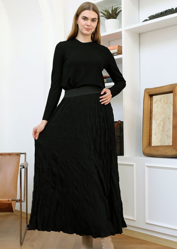 793 BELİ LASTİKLİ KABARTMA DESENLİ ASTARLI SPOR ETEK