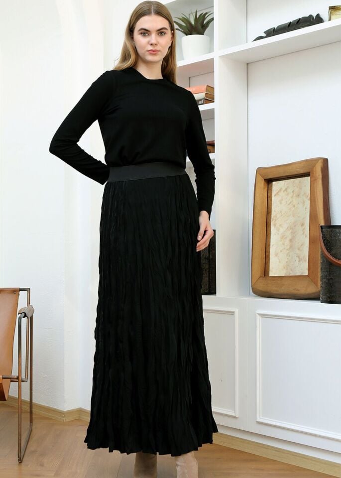 793 BELİ LASTİKLİ KABARTMA DESENLİ ASTARLI SPOR ETEK