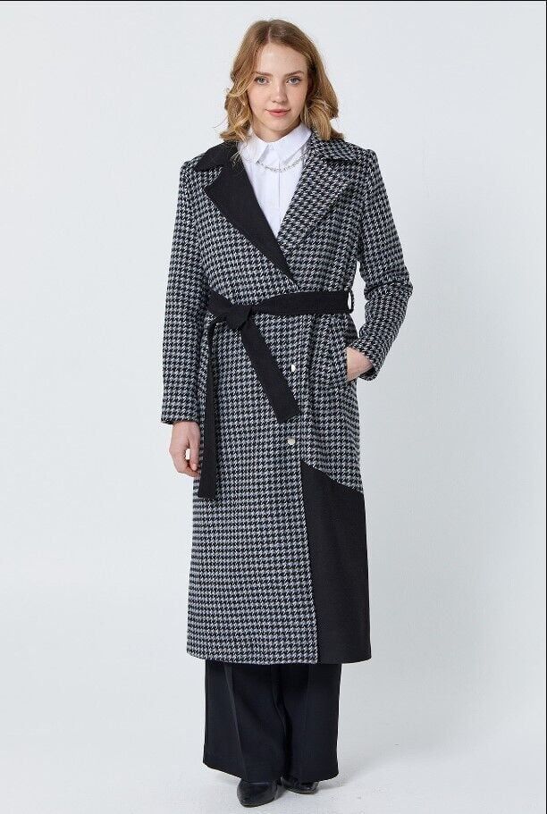 16039KAŞE KABAN KAZAYAĞI DESENLİ BELİ KEMERLİ ÖNÜ ÇIT ÇITLI QKS 16039 KABAN #22-11#