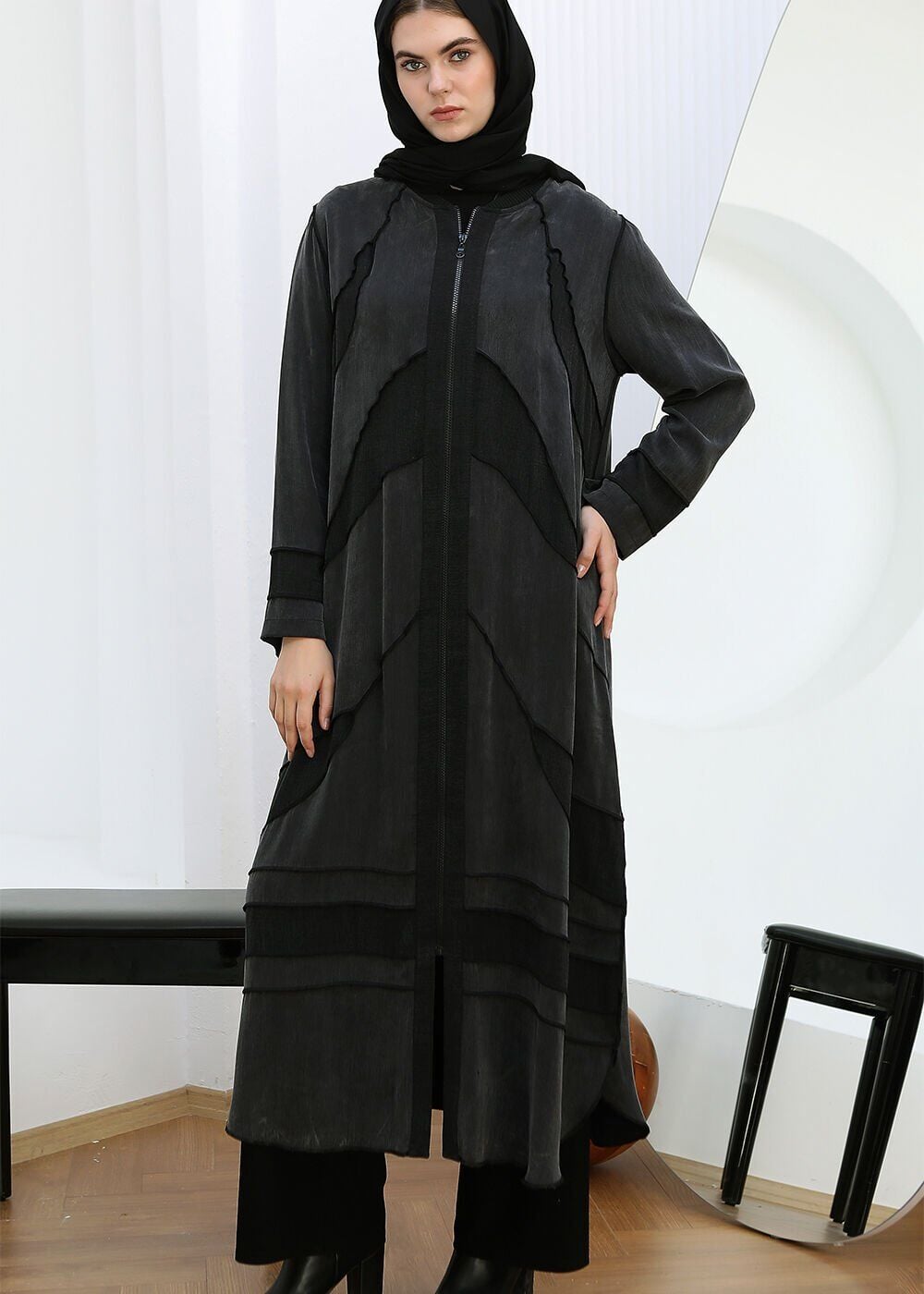 43416 ÖNDEN FERMUARLI KAPİTONE DESENLİ BİSİKLET YAKA KAP