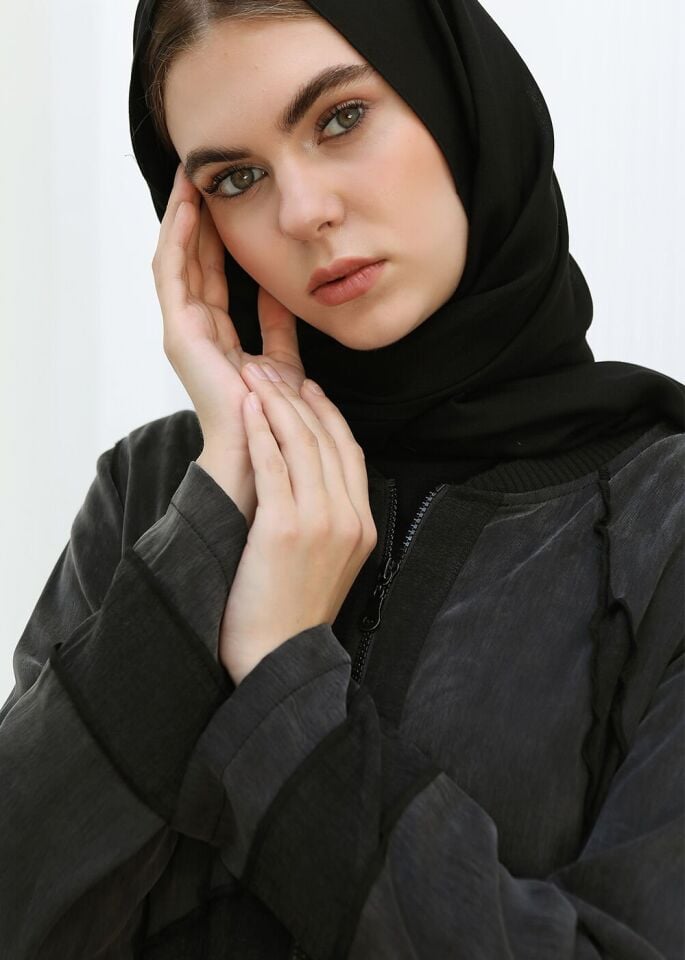 43416 ÖNDEN FERMUARLI KAPİTONE DESENLİ BİSİKLET YAKA KAP