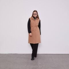 710032 ÖNÜ FERMUARLI BELİ LASTİKLİ CEPLİ KAPİTONE YELEK #12-25#