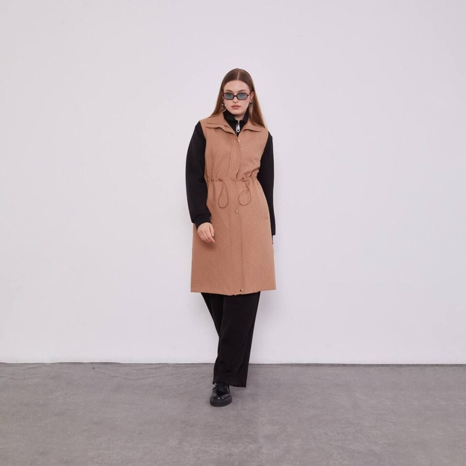 710032 ÖNÜ FERMUARLI BELİ LASTİKLİ CEPLİ KAPİTONE YELEK #12-25#