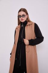 710032 ÖNÜ FERMUARLI BELİ LASTİKLİ CEPLİ KAPİTONE YELEK #12-25#