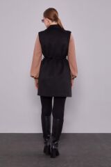 710031 ÖNÜ CEPLİ BELİ BAĞLAMALI KRUVAZE YAKA SÜET YELEK #12-25#