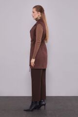 710031 ÖNÜ CEPLİ BELİ BAĞLAMALI KRUVAZE YAKA SÜET YELEK #12-25#