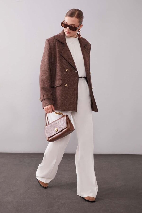 510097 ÖNÜ DÜĞMELİ CEP GÖRÜNÜMLÜ KRUVAZE YAKA CEKET #12-25#