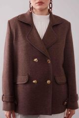 510097 ÖNÜ DÜĞMELİ CEP GÖRÜNÜMLÜ KRUVAZE YAKA CEKET #12-25#