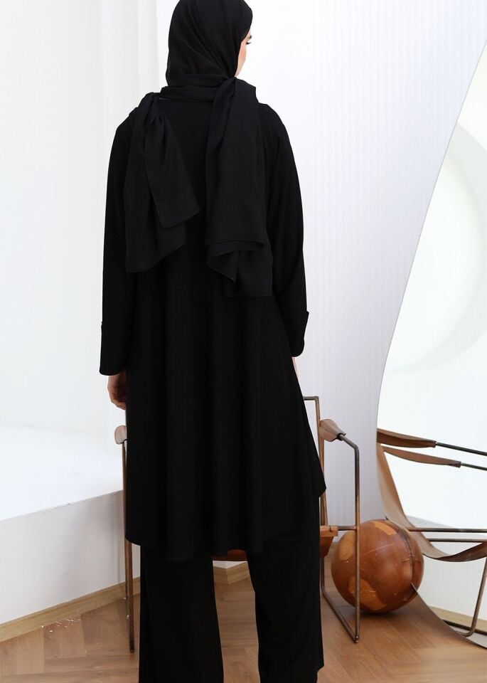 43824 İÇİ UZUN KOLLU HIRKASI SATEN VE TAŞ DETAYLI KOLLARI KATLI İKİ İPLİK 2Lİ TAKIM