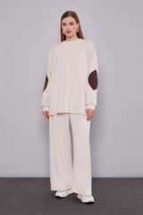125013 TUNİĞİN KOLLARI DETAYLI YELEĞİN BELİ BAĞLAMALI BROŞ VE CEP DETAYLI PANTOLONUN BELİ LASTİKLİ CE CEPLİ 3'LÜ TAKIM #12-25#