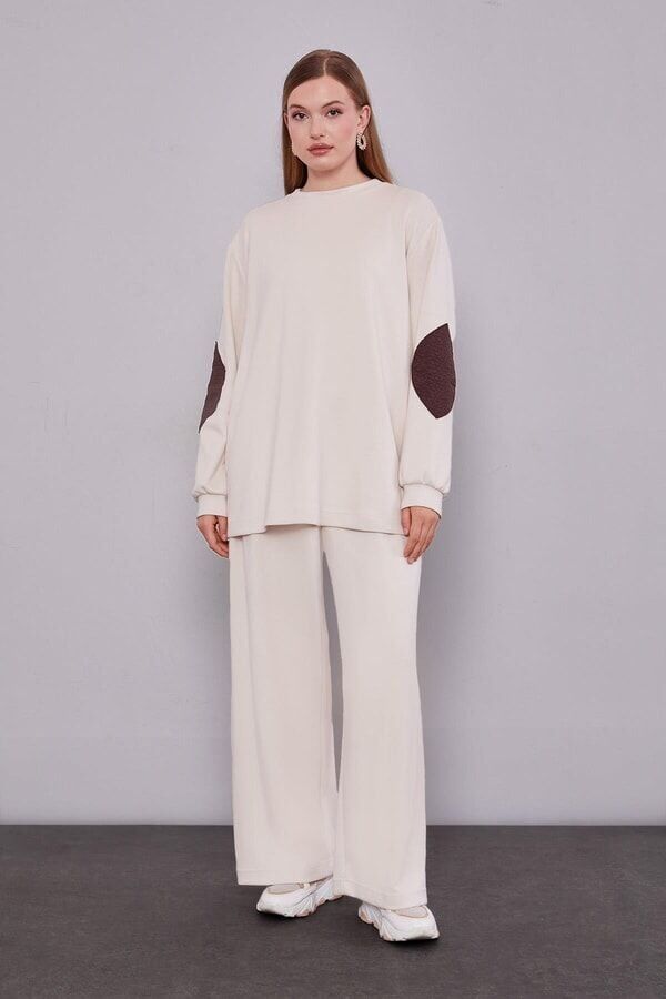 125013 TUNİĞİN KOLLARI DETAYLI YELEĞİN BELİ BAĞLAMALI BROŞ VE CEP DETAYLI PANTOLONUN BELİ LASTİKLİ CE CEPLİ 3'LÜ TAKIM #12-25#