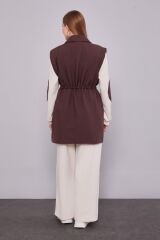 125013 TUNİĞİN KOLLARI DETAYLI YELEĞİN BELİ BAĞLAMALI BROŞ VE CEP DETAYLI PANTOLONUN BELİ LASTİKLİ CE CEPLİ 3'LÜ TAKIM #12-25#