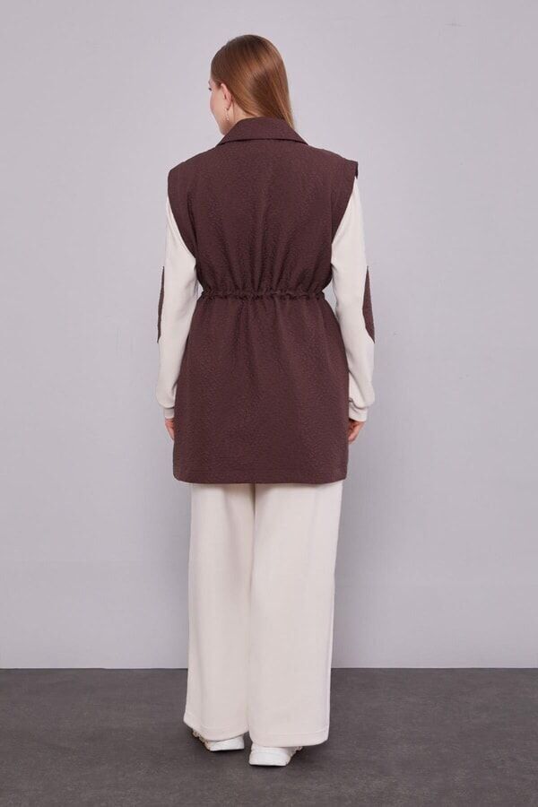 125013 TUNİĞİN KOLLARI DETAYLI YELEĞİN BELİ BAĞLAMALI BROŞ VE CEP DETAYLI PANTOLONUN BELİ LASTİKLİ CE CEPLİ 3'LÜ TAKIM #12-25#