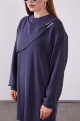 100977 TUNİĞİN ÖNÜ METAL BROŞ DETAYLI KAT GÖRÜNÜMLÜ PANTOLONUN BELİ LASTİKLİ CEPLİ İKİLİ TAKIM #12-25#