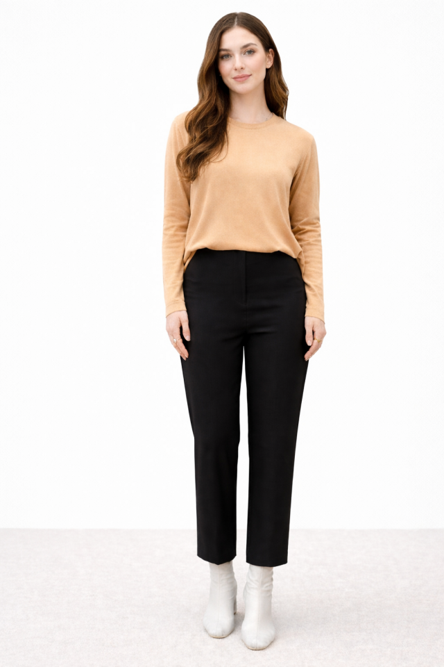 SZ-5405 ARKASI LASTİKLİ TEK DÜĞME RAHAT PANTALON  #12-25#