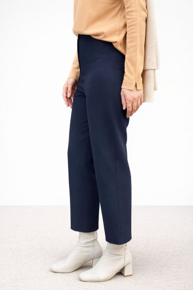 SZ-5405 ARKASI LASTİKLİ TEK DÜĞME RAHAT PANTALON  #12-25#