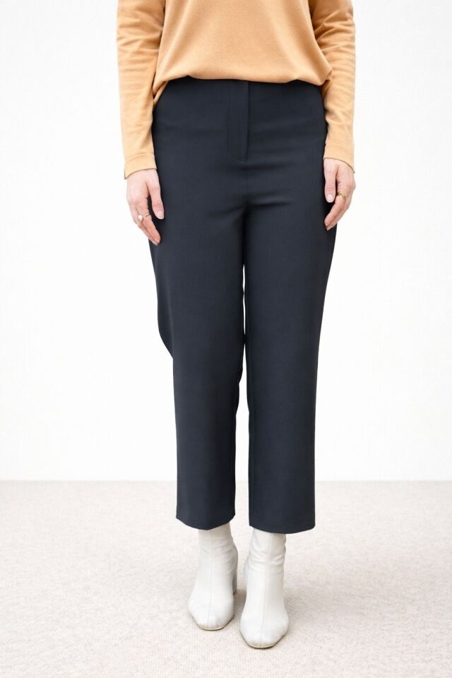 SZ-5405 ARKASI LASTİKLİ TEK DÜĞME RAHAT PANTALON  #12-25#