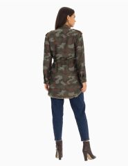 1065 CEKET KAMUFLAF DESENLİ BELİ BÜZGÜLÜ ARMALI TİFSİTMELİ APLETLİ CEP DETAYLI CEKET