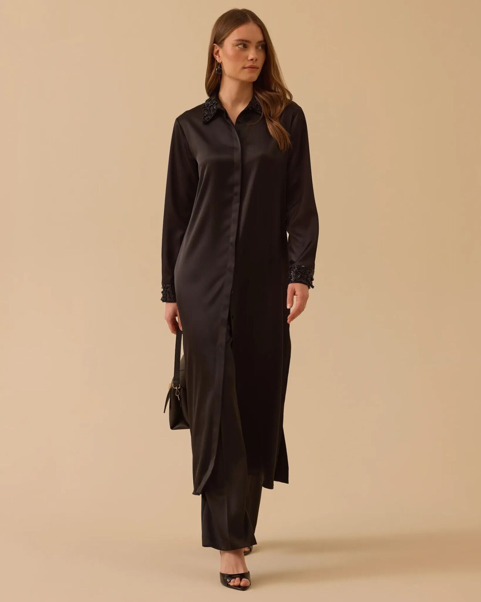 1001 BONCUK DETAYLI SATEN TUNİK #26#