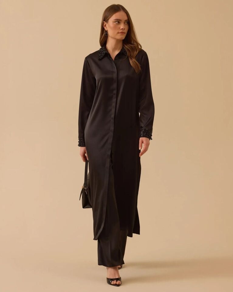 1001 BONCUK DETAYLI SATEN TUNİK #26#