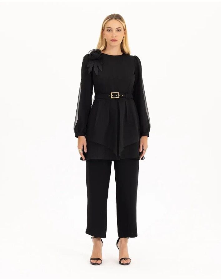 GENİŞ KESİM TAM BOY KUMAŞ PANTOLON QKS ŞIK PANTOLON 221001002 #22-12#