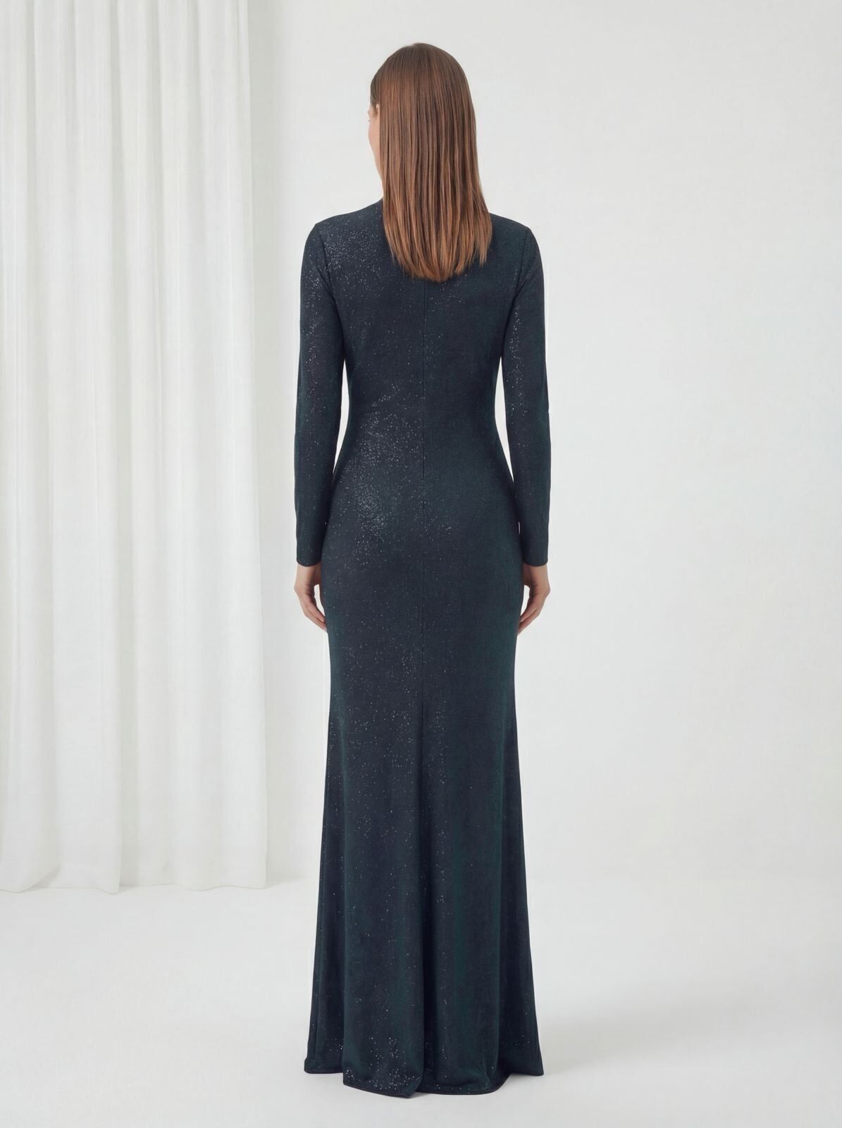 30057 GÖGSÜ DRAPELİ KENDİNDEN SİMLİ KUMAŞ ABİYE #26#