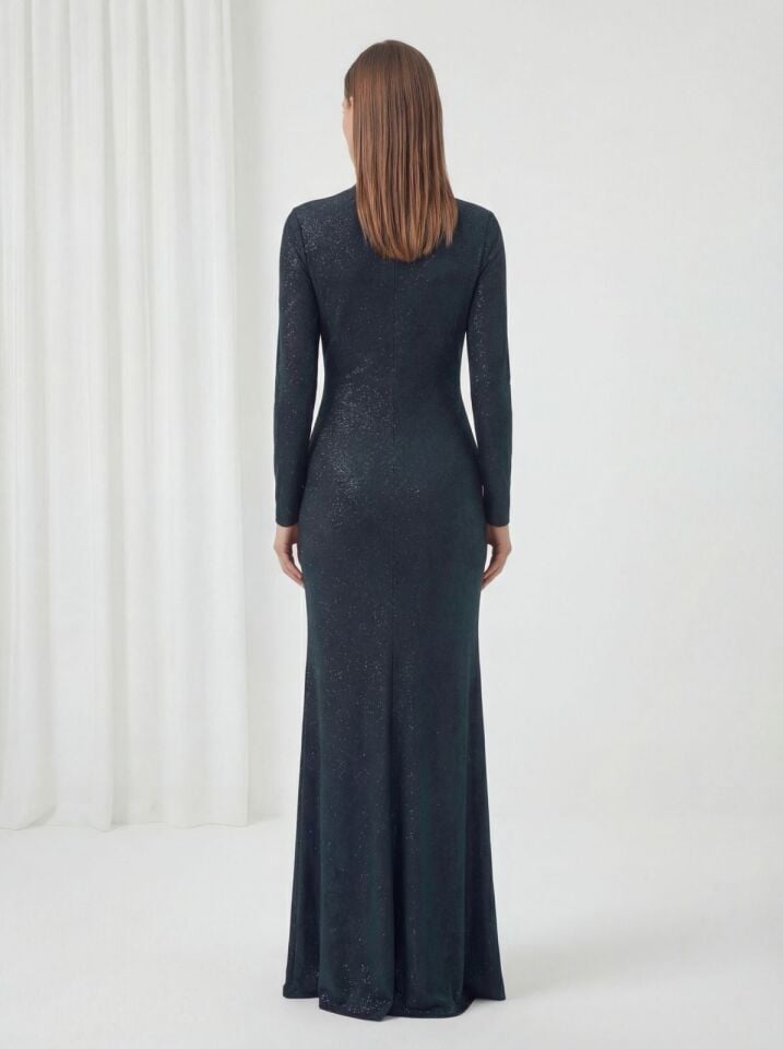 30057 GÖGSÜ DRAPELİ KENDİNDEN SİMLİ KUMAŞ ABİYE #26#