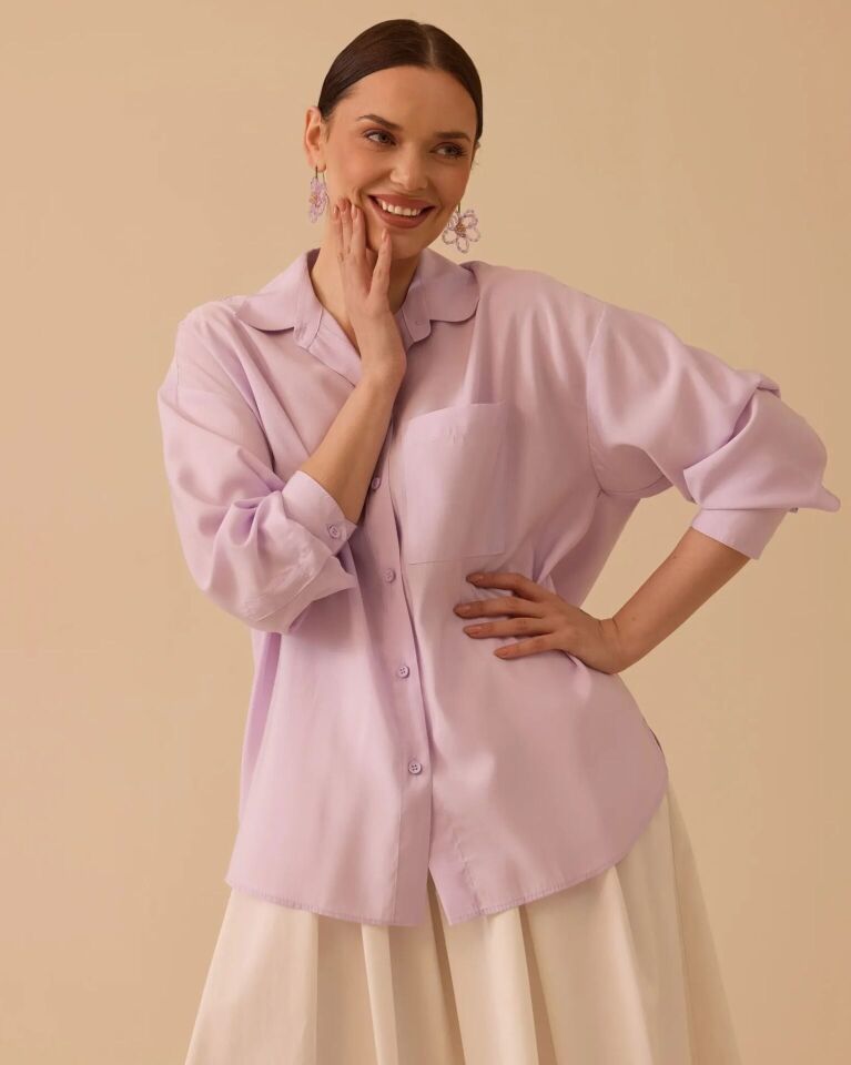 10028 ÖNÜ CEP DETAYLI GÜNLÜK GÖMLEK #26#