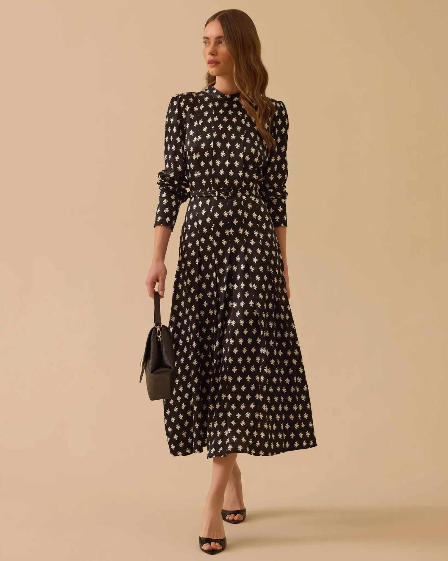 1005 DESENLİ KEMER DETAYLI ELBİSE #26#