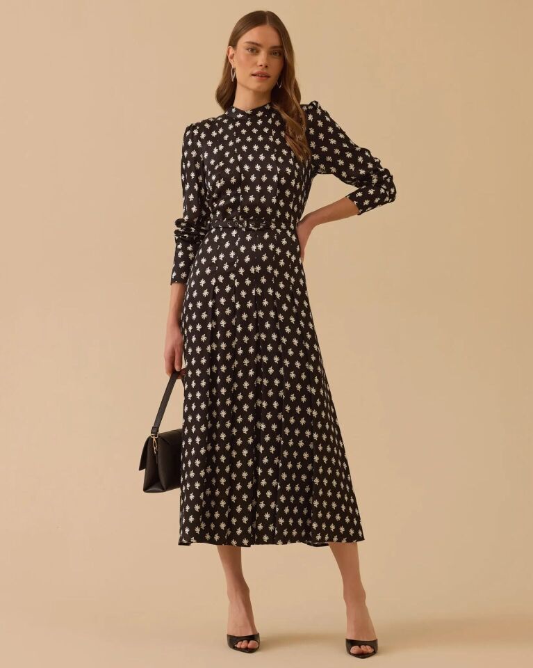 1005 DESENLİ KEMER DETAYLI ELBİSE #26#