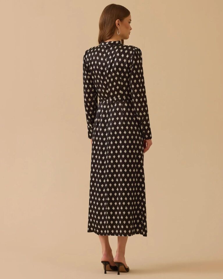 1005 DESENLİ KEMER DETAYLI ELBİSE #26#