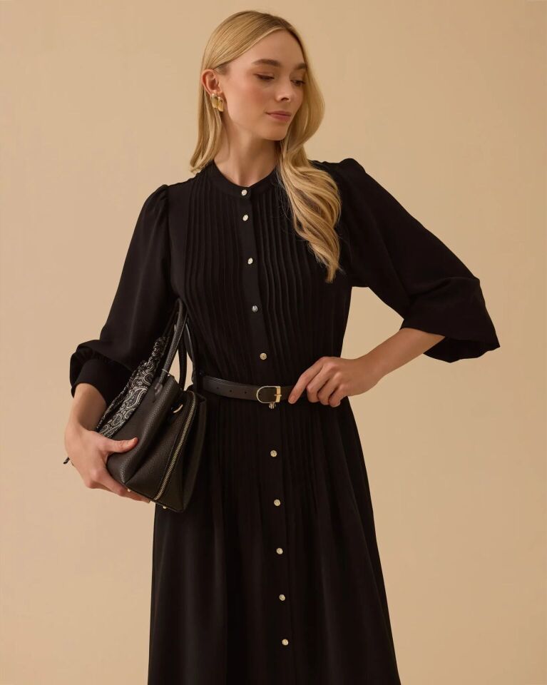 1008 HAKIM YAKA KEMERLİ GÜNLÜK ELBİSE #26#