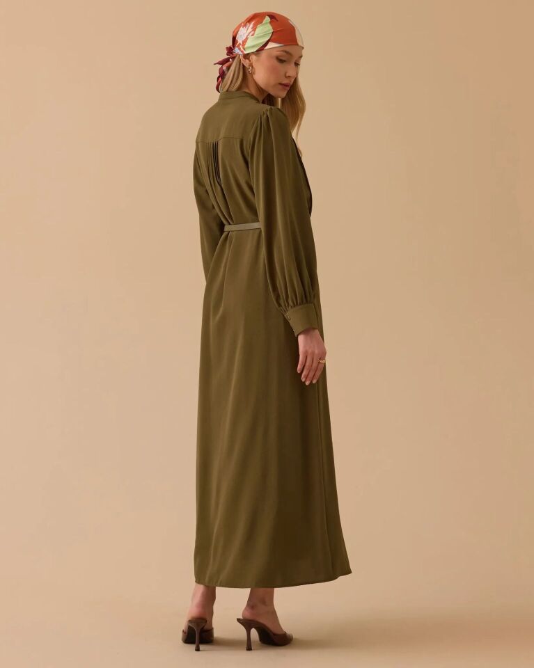 1008 HAKIM YAKA KEMERLİ GÜNLÜK ELBİSE #26#