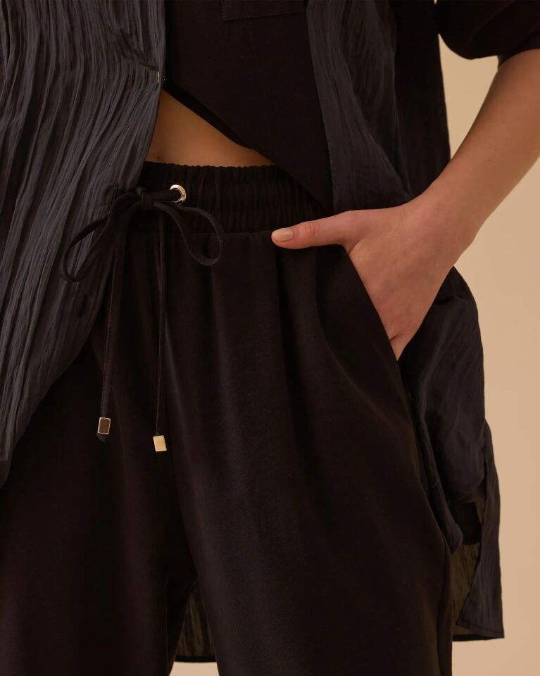 1008 BELİ BAĞCIKLI KETEN PANTALON #26#