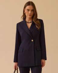 1005 TEK DÜĞMELİ KREVUZE  YAKA KLASİK BLAZER CEKET  #26#