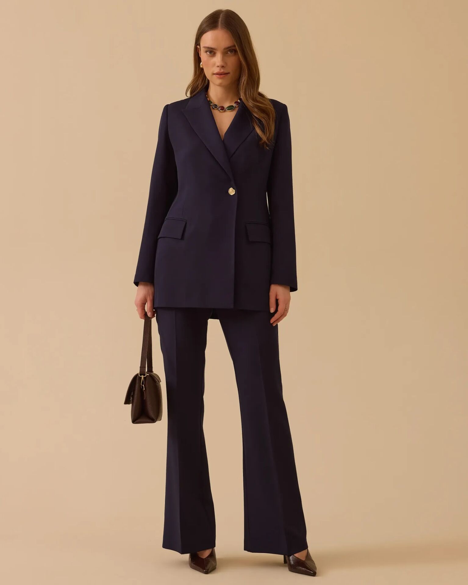 1005 TEK DÜĞMELİ KREVUZE  YAKA KLASİK BLAZER CEKET  #26#