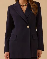 1005 TEK DÜĞMELİ KREVUZE  YAKA KLASİK BLAZER CEKET  #26#