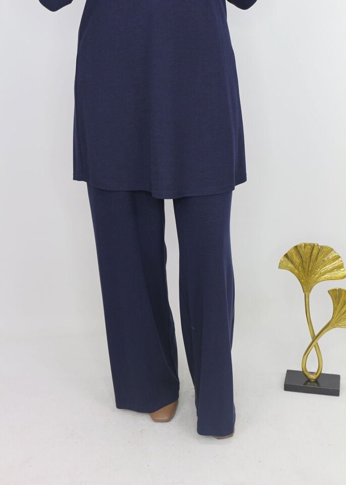 791 BELİ YARIM LASTİKLİ CEPLİ PENYE BOL PANTOLON