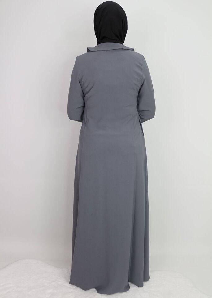 520021 KOL VE YAKA TÜNEL DETAYLI KULPLU FERMUARLI HAKİM YAKA FERACE QYS FERACE 520021 #23-03#