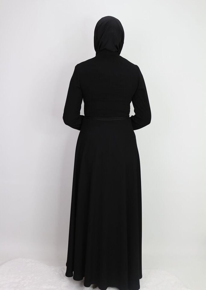 9202 ÖNÜ FERMUARLI VE TAŞ İŞLEMELİ MEVLANA MODAL HAKİM YAKA FERACE QYS FERACE 9202 #23-02#