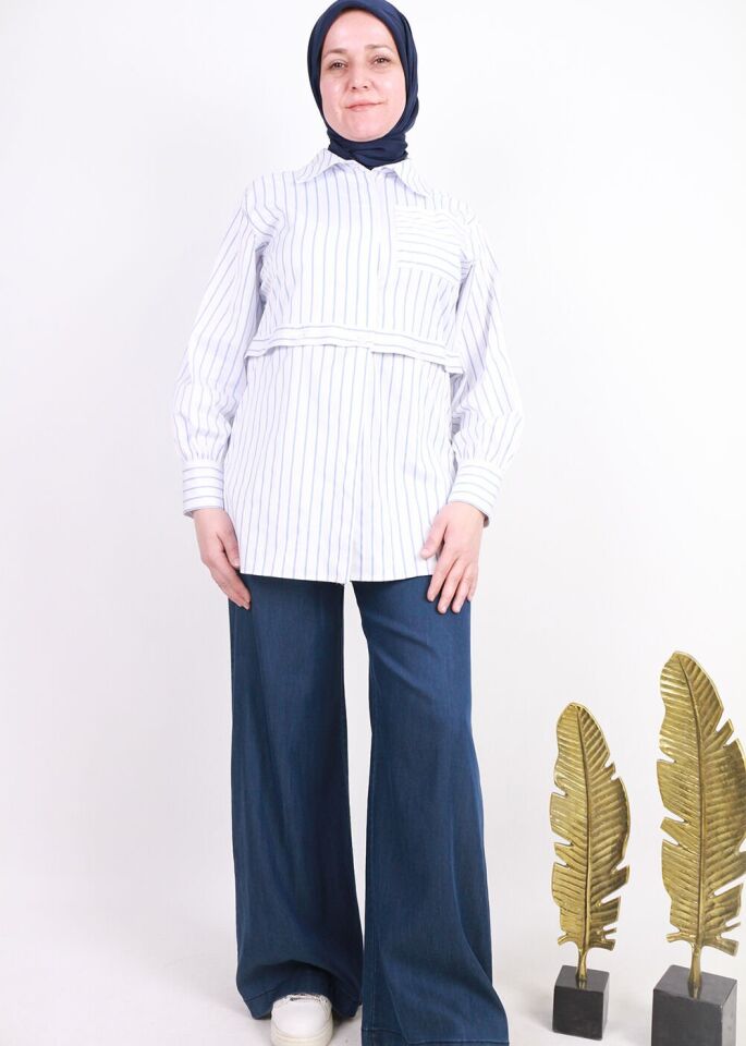 3802 ÖNÜ DEİĞMELİ FERMUARLI TENSEL KUMAŞ PANTOLON QYS PANTOLON 3802 #23-043