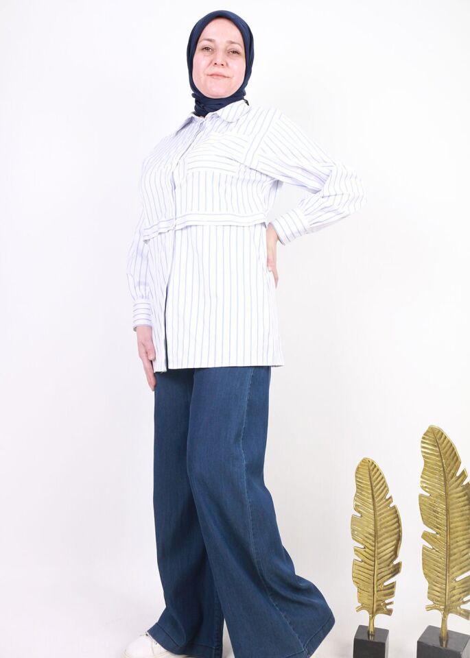 3802 ÖNÜ DEİĞMELİ FERMUARLI TENSEL KUMAŞ PANTOLON QYS PANTOLON 3802 #23-043