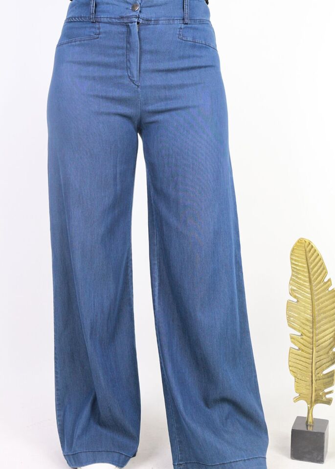 3802 ÖNÜ DEİĞMELİ FERMUARLI TENSEL KUMAŞ PANTOLON QYS PANTOLON 3802 #23-043