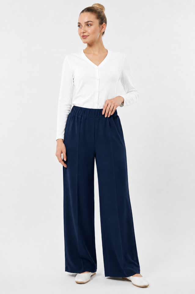 SZ-5580 COLMAR BELİ LASTİKLİ GENİŞ PAÇA PANTOLON #12-25#