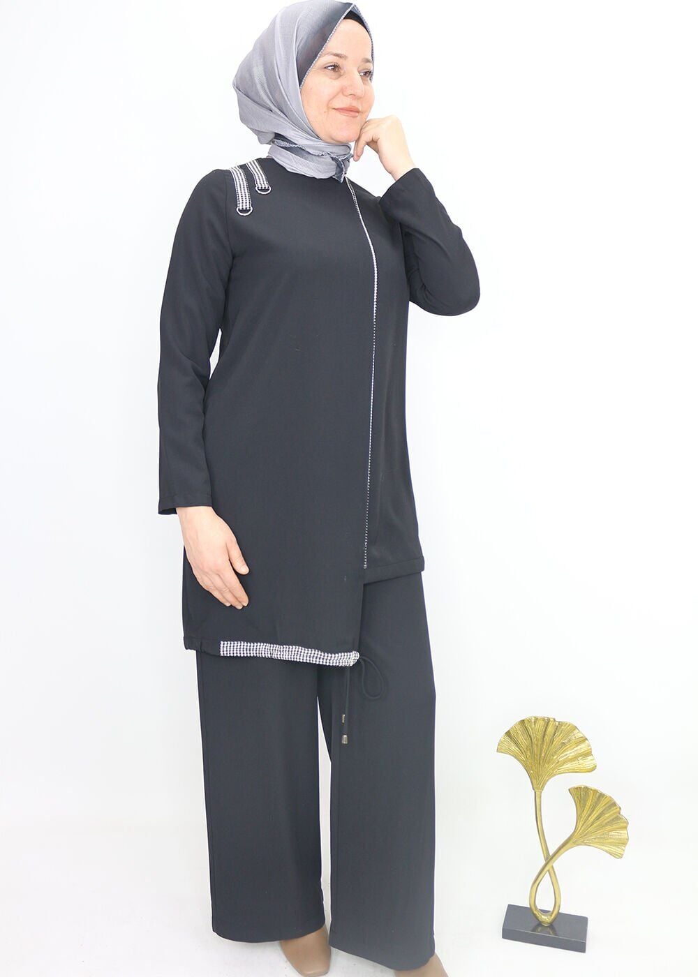 1102 BELİ BAPLAMALII LASTİKL BOL PAÇA PANTOLON QYS PANTOLON S23Y11102  #23-09#