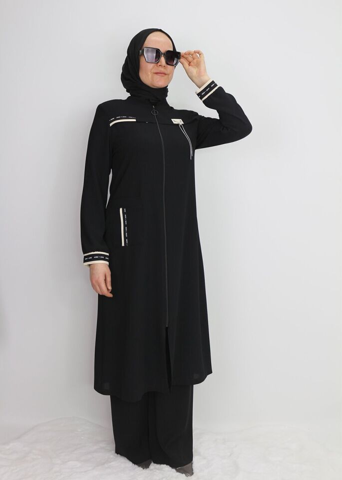 1004 ÖNDEN FERMUARLI CEPLİ KOL UCU LASTİKLİ ZİNCİER DETAYLI GİY ÇIK KAP QYS KAP 1004 #24-04#