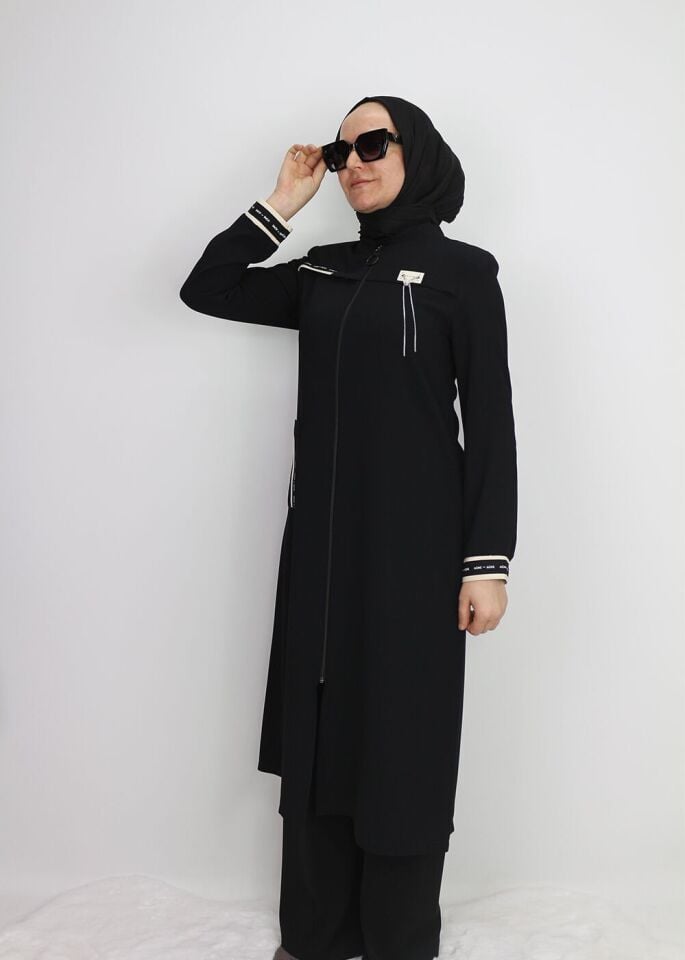 1004 ÖNDEN FERMUARLI CEPLİ KOL UCU LASTİKLİ ZİNCİER DETAYLI GİY ÇIK KAP QYS KAP 1004 #24-04#